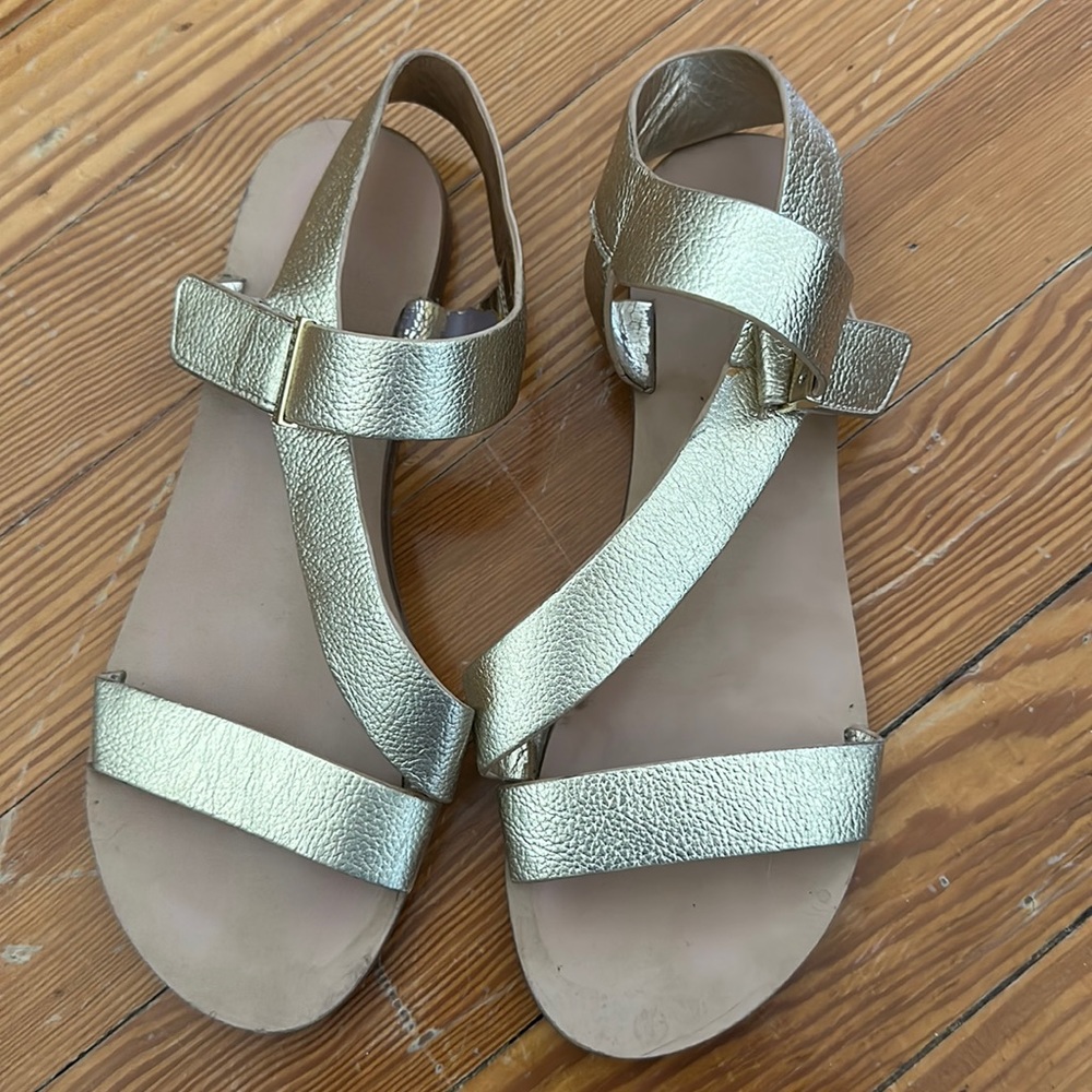 BCBG | BCBG Gold Strappy Sandals Size 6